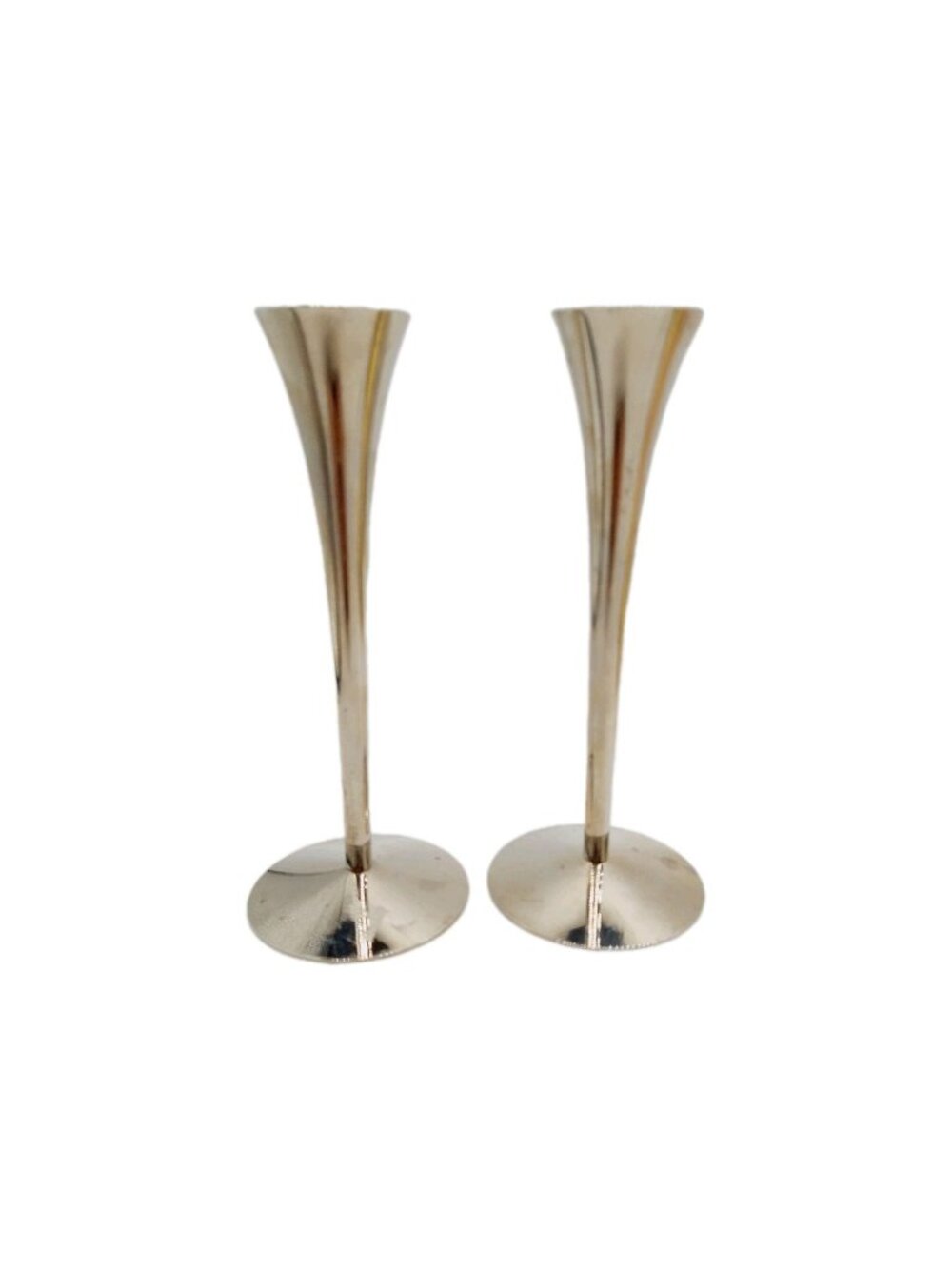 Solingen Germany Stainless Steel Tulip Candle Holders 6" Tall Set Of 2